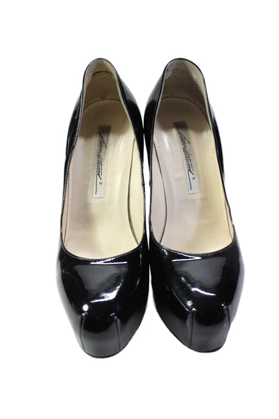 Brian Atwood Womens Patten Leather Closed Toe Stiletto Classic Pumps Black Size