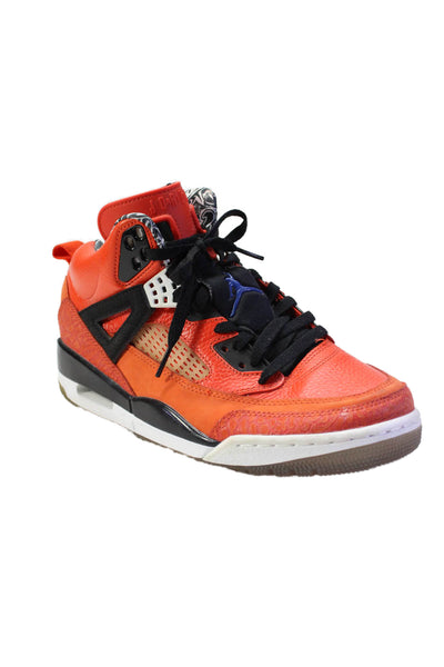 Air Jordan Mean Leather Round Toe Lace Up High Top Sneakers Orange Size 8.5