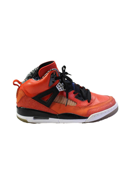 Air Jordan Mean Leather Round Toe Lace Up High Top Sneakers Orange Size 8.5