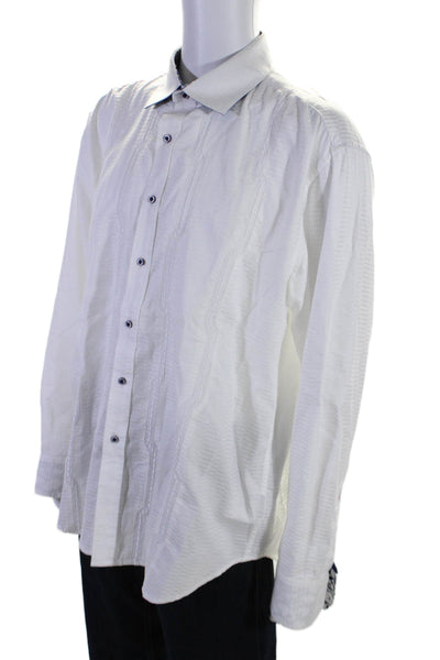 Robert Graham Mens Button Down Dress Shirt White Cotton Size Extra Extra Large