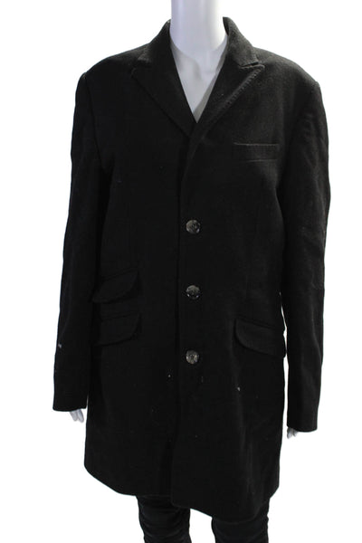 Exhibit Womens Wool Peak Collar Button Up Longline Coat Black Size 50