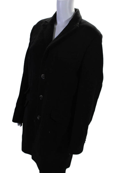 Exhibit Womens Wool Peak Collar Button Up Longline Coat Black Size 50