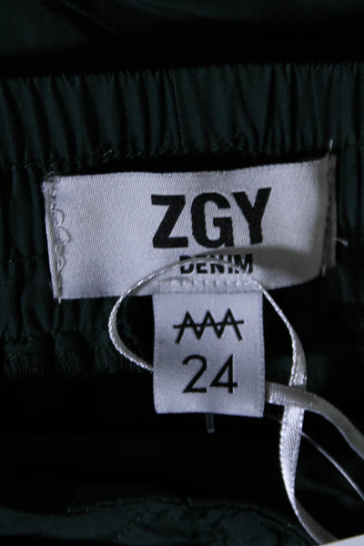 ZGY Denim Womens 3 Pocket Drawstring Waist High-Rise Tapered Pants Green Size 24