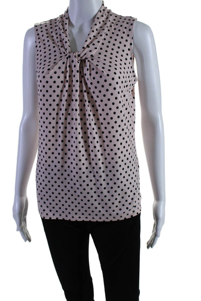 Karl Lagerfeld Womens Polka Dot Sleeveless Blouse Pink Size XS