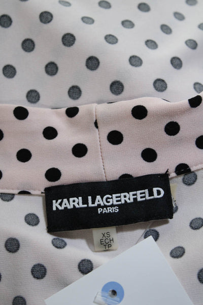 Karl Lagerfeld Womens Polka Dot Sleeveless Blouse Pink Size XS