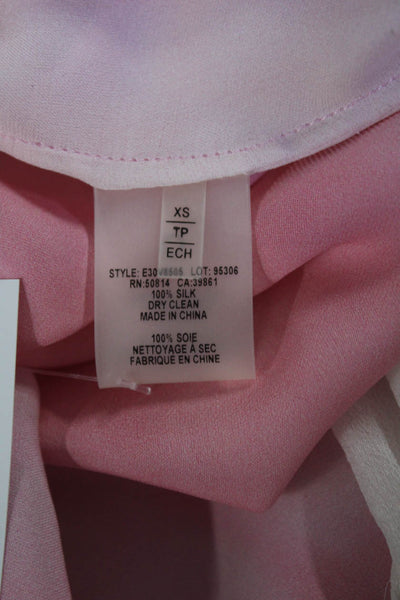 Elie Tahari Women Silk Long Sleeve Ombre Button Down Blouse Pink Size XS