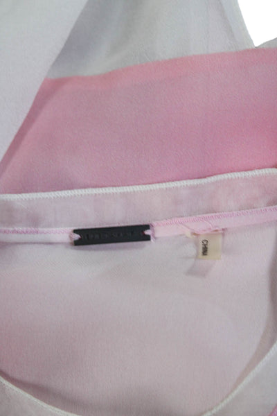 Elie Tahari Women Silk Long Sleeve Ombre Button Down Blouse Pink Size XS