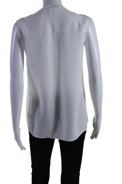 T Tahari Womens Sleeveless Button Down Collared Blouse White Size XS