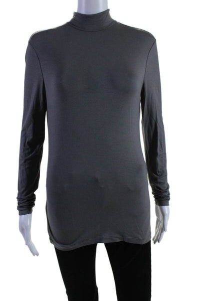 Lafayette 148 New York Womens Long Sleeve Mock Neck Top Gray Size S