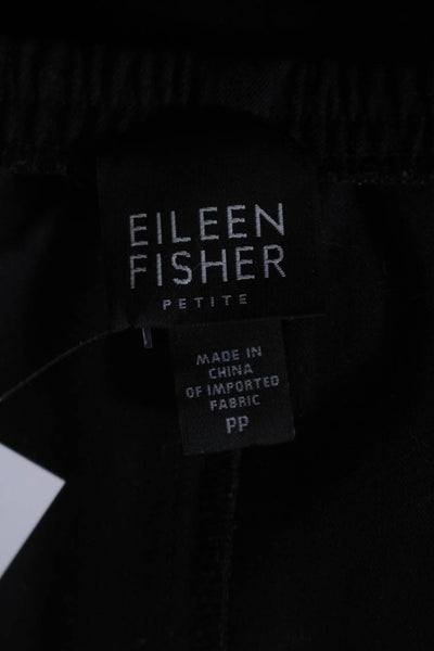 Eileen Fisher Womens Elastic Waistband Mid Rise Straight Leg Pants Black Size PP