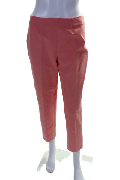 Piazza Sempione Womens Mid Rise Pleated Straight Cropped Pants Pink Size IT 42