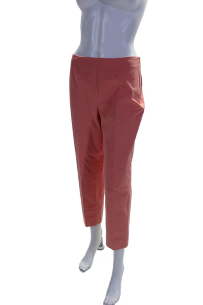 Piazza Sempione Womens Mid Rise Pleated Straight Cropped Pants Pink Size IT 42