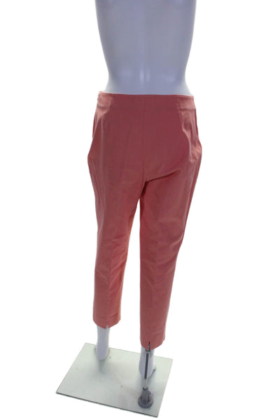 Piazza Sempione Womens Mid Rise Pleated Straight Cropped Pants Pink Size IT 42