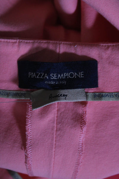 Piazza Sempione Womens Mid Rise Pleated Straight Cropped Pants Pink Size IT 42