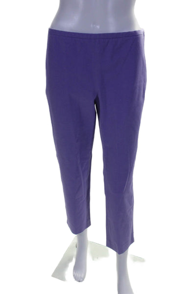 J. Mclaughlin Womens Side Zip Mid Rise Straight Leg Pants Purple Cotton Size 4
