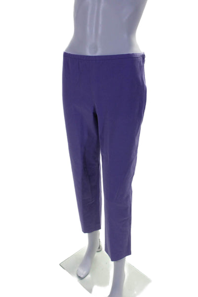 J. Mclaughlin Womens Side Zip Mid Rise Straight Leg Pants Purple Cotton Size 4