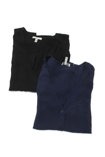 Joie Womens Short Sleeve V-neck Blouse Sleeveless Blouse Bundle Black Navy Size