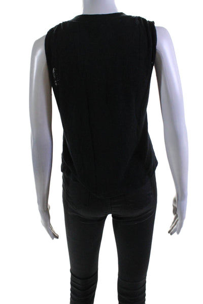 LNA Womens Knit Round Neck Sleeveless Pullover Blouse Top Black Size XS