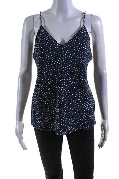 Frame Womens Silk Polka Dot V-Neck Pullover Tank Top Blouse Navy Size XS