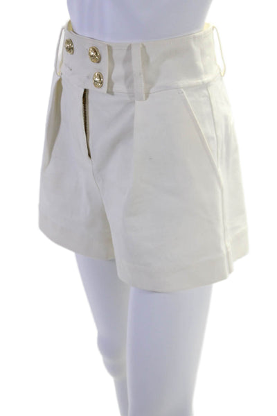 Derek Lam 10 Crosby Womens Cotton Texture Pleated Zip Button White Shorts Size 0