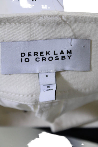 Derek Lam 10 Crosby Womens Cotton Texture Pleated Zip Button White Shorts Size 0