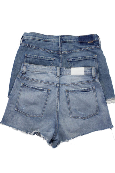 Pistola Womens Button Zip Distress Fray Denim Jean Shorts Bundle Blue Size 27 26