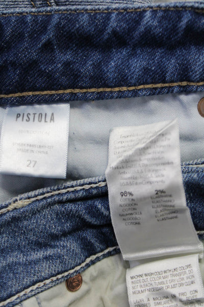 Pistola Womens Button Zip Distress Fray Denim Jean Shorts Bundle Blue Size 27 26