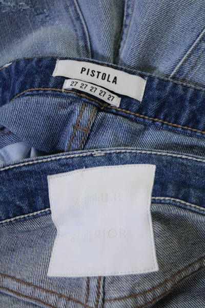 Pistola Womens Button Zip Distress Fray Denim Jean Shorts Bundle Blue Size 27 26