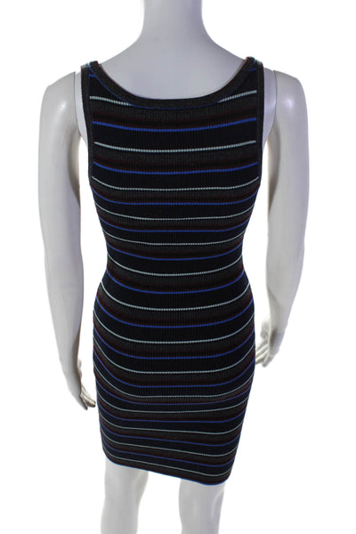 T Alexander Wang Womens Scoop Neck Striped Ribbed Knit Dress Blue Size S