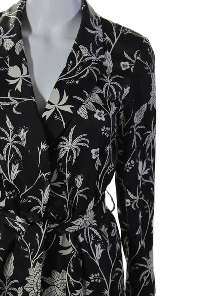 Scotch & Soda Womens Floral Single Breasted Light Belted Blazer Black Size XS