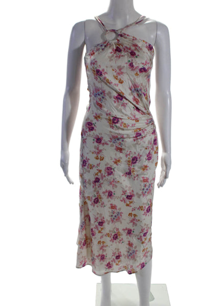 Jill Stuart Womens Silk Floral One Shoulder Gathered Maxi Gown Pink Size 0