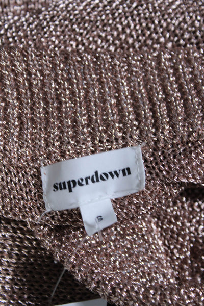 Superdown Womens Metallic Open Knit High Slit Maxi Coverup Skirt Pink Size S