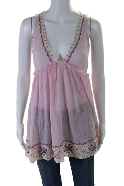 Lolita Jaca Womens Crochet Trim Sleeveless A Line Dress Pink Size Small