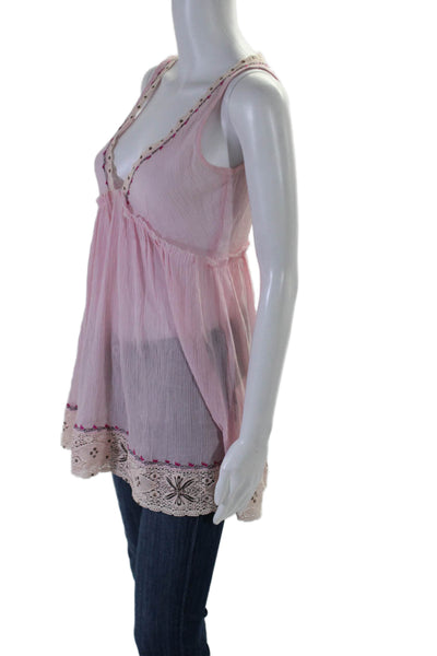 Lolita Jaca Womens Crochet Trim Sleeveless A Line Dress Pink Size Small