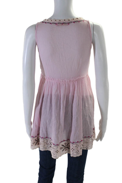 Lolita Jaca Womens Crochet Trim Sleeveless A Line Dress Pink Size Small