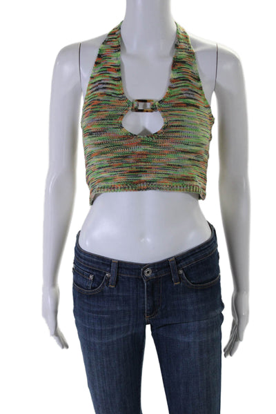 Jaded Womens Halter Neck Sleeveless Cropped Tank Top Multi Colored Size 2