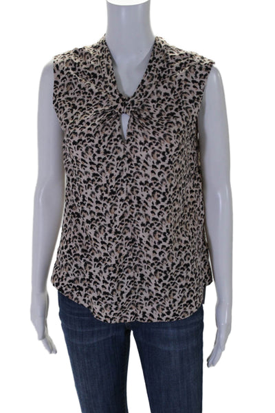 Rebecca Taylor Women's  V-Neck Sleeveless Silk Animal Print Blouse Size 4