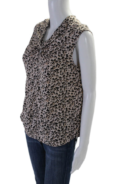 Rebecca Taylor Women's  V-Neck Sleeveless Silk Animal Print Blouse Size 4