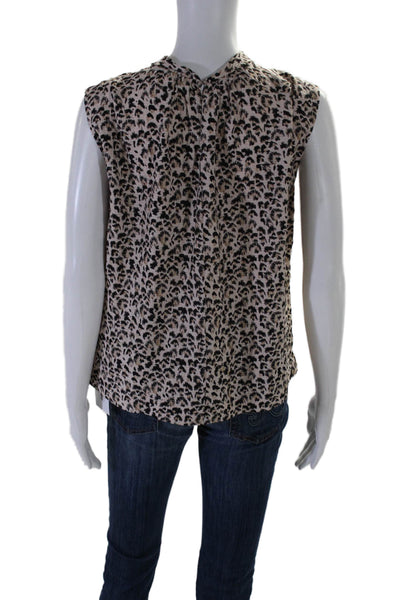 Rebecca Taylor Women's  V-Neck Sleeveless Silk Animal Print Blouse Size 4