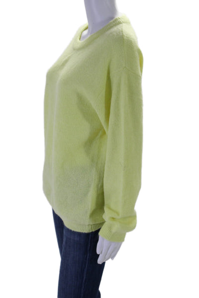 Chaser Women's Round Neck Long Sleeves Pullover Sweater Neon Green Size M