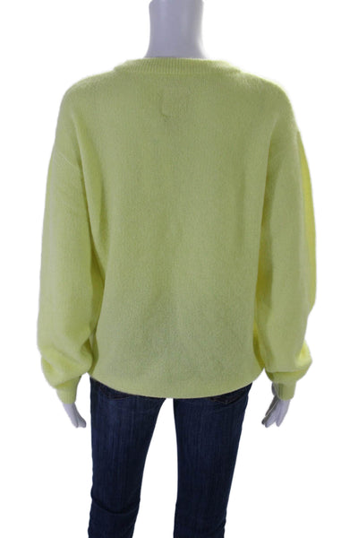 Chaser Women's Round Neck Long Sleeves Pullover Sweater Neon Green Size M