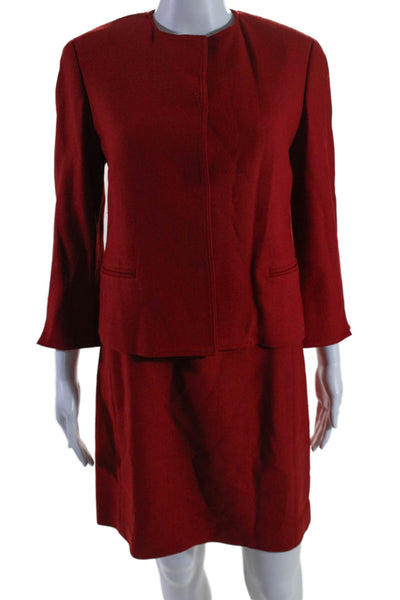 Oscar de la Renta Women's Round Neck Sleeveless Two Piece Dress Set Red Size 4