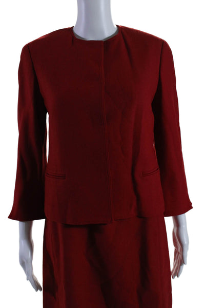 Oscar de la Renta Women's Round Neck Sleeveless Two Piece Dress Set Red Size 4