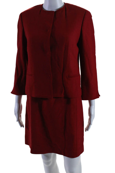 Oscar de la Renta Women's Round Neck Sleeveless Two Piece Dress Set Red Size 4