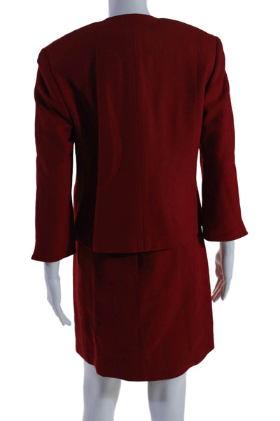 Oscar de la Renta Women's Round Neck Sleeveless Two Piece Dress Set Red Size 4