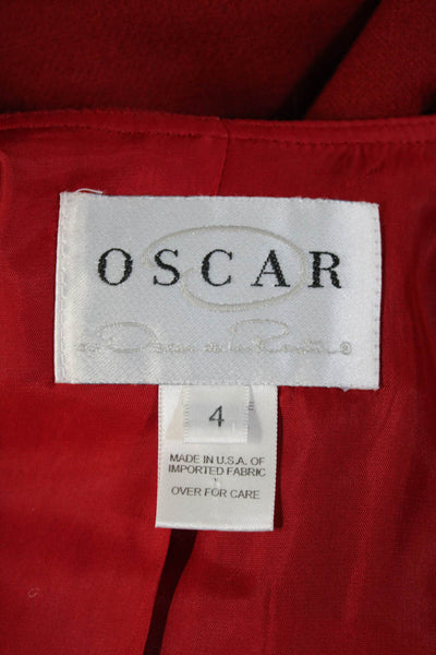Oscar de la Renta Women's Round Neck Sleeveless Two Piece Dress Set Red Size 4