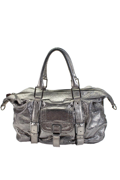 Botkier Women's Zip Closure Top Handle Shoulder Handbag Silver Metallic Size M