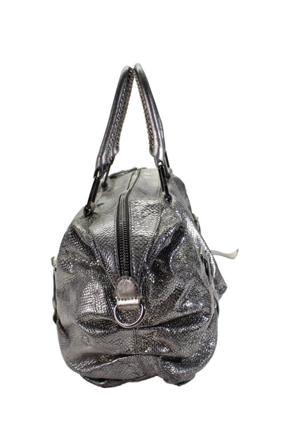 Botkier Women's Zip Closure Top Handle Shoulder Handbag Silver Metallic Size M