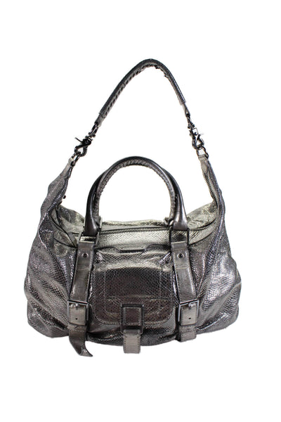 Botkier Women's Zip Closure Top Handle Shoulder Handbag Silver Metallic Size M