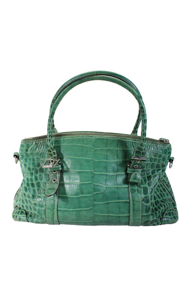 Dooney & Bourke Women's Zip Closure Leather Top Handle  Handbag Green Size M